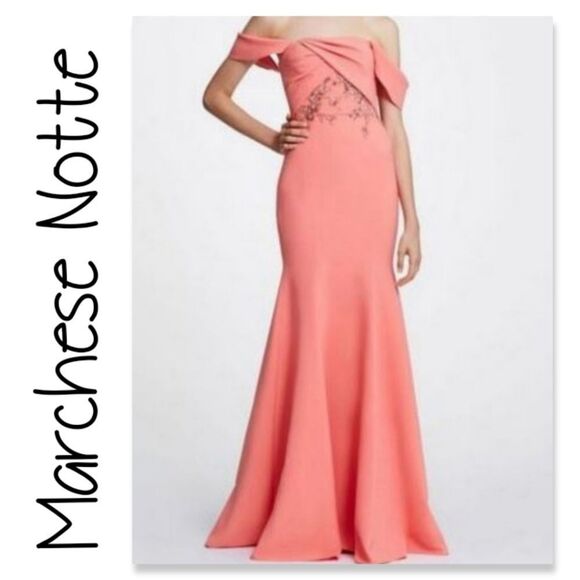NWT Marchesa Notte Coral Gown SZ 6 - Picture 1 of 16